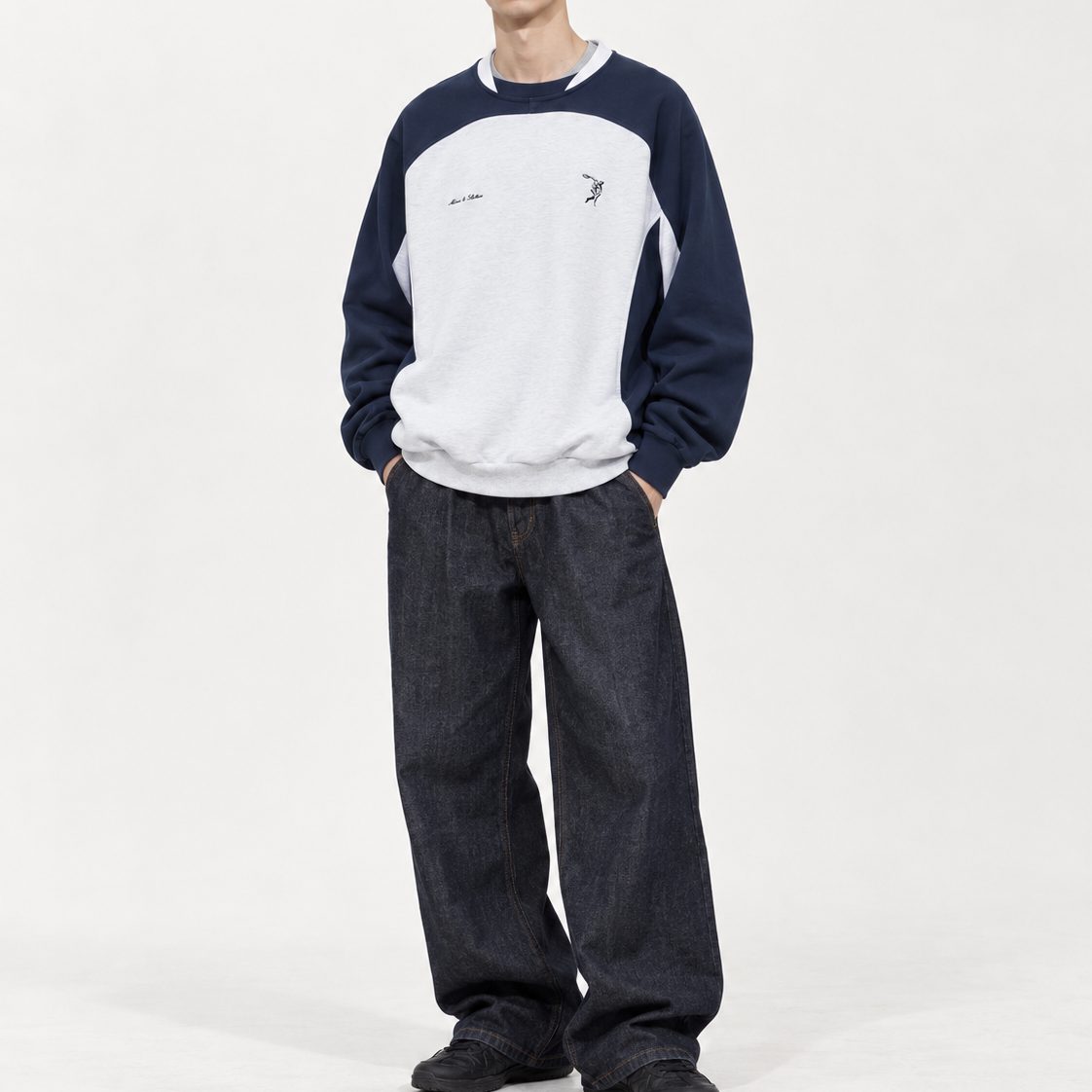 FMACM Thrower Panel Crewneck — Navy/Ash